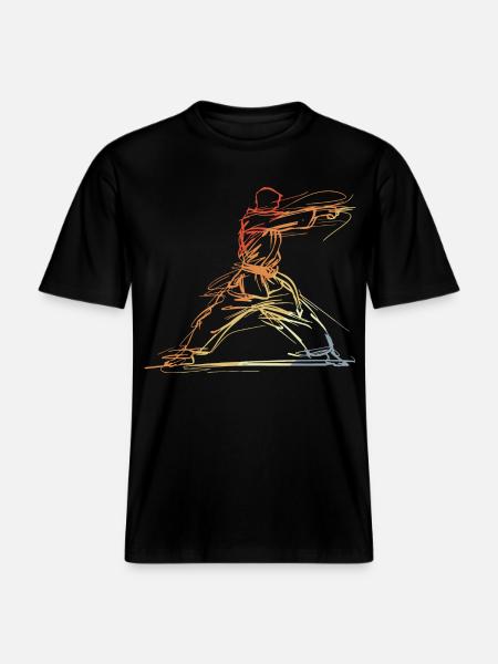 Karateka Line Sketch Retro - RELAXED FIT Unisex Organic T-Shirt - black