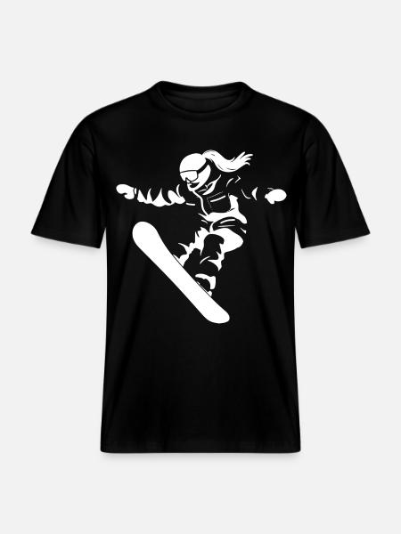 Dessin d’une snowboardeuse -  T-shirt unisexe RELAXED FIT en coton bio - noir