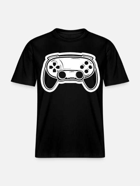 Video Game Controller Drawing - RELAXED FIT Unisex Organic T-Shirt - black