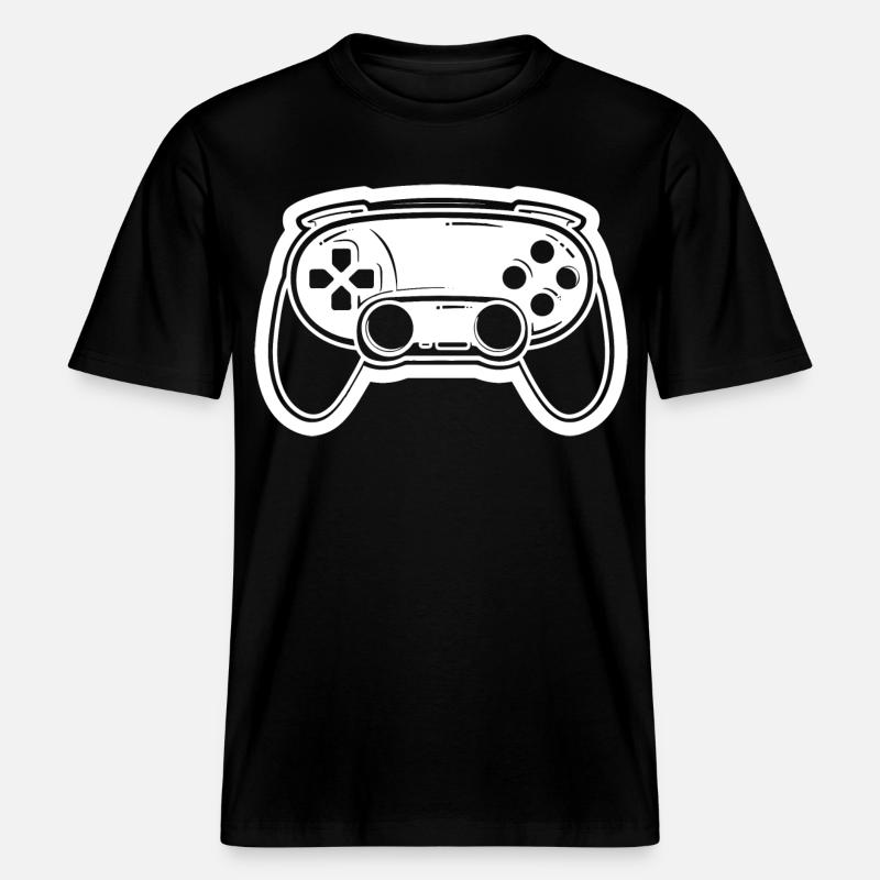 Video Game Controller Drawing -  RELAXED FIT Unisex Organic T-Shirt - black