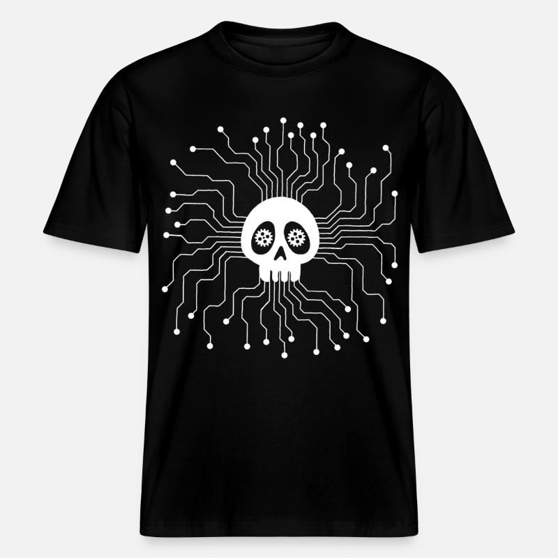 Crâne microprocesseur blanc -  T-shirt unisexe RELAXED FIT en coton bio - noir