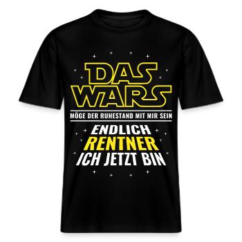 Rente Das wars - Endlich Rentner ich jetzt bin -  RELAXED FIT Unisex Organic T-Shirt - Schwarz - Vorne - Alina (178cm) & Michal (187cm)