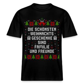 Die schönsten Weihnachtsgeschenke Familie Freunde -  RELAXED FIT Unisex Organic T-Shirt - Schwarz - Vorne - Alina (178cm) & Michal (187cm)