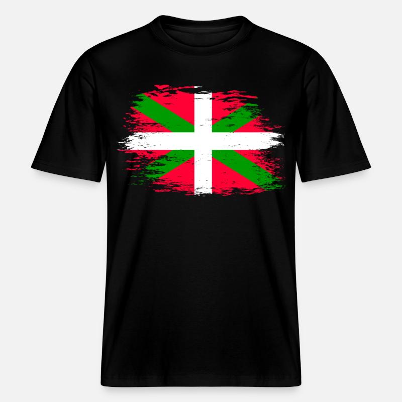 Drapeau basque utilisé -  T-shirt unisexe RELAXED FIT en coton bio - noir