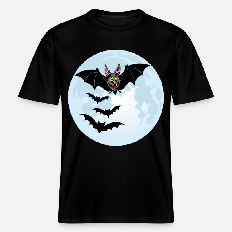 Fledermäuse, Vampire und der Mond -  RELAXED FIT Unisex Organic T-Shirt - Schwarz