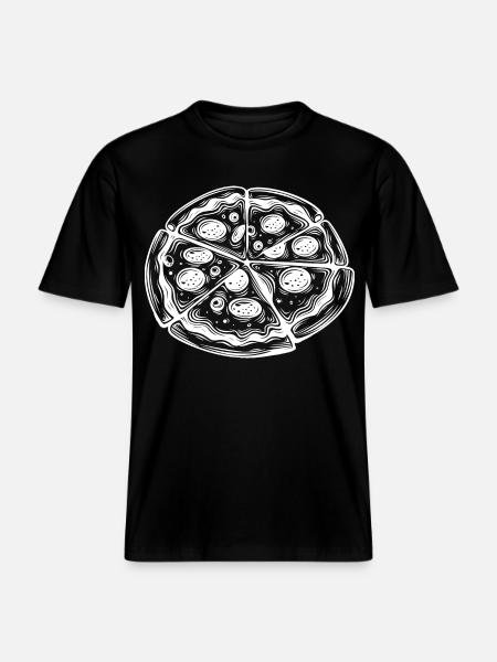 Pizza Drawing - RELAXED FIT Unisex Organic T-Shirt - black