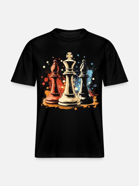 Chess Bishop and King Graffiti -  RELAXED FIT Unisex Organic T-Shirt - black