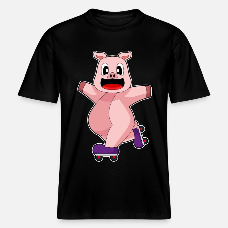 Pig Inline skating roller skates - RELAXED FIT Unisex Organic T-Shirt - black