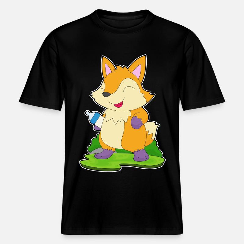 Fox Lait Biberon -  T-shirt unisexe RELAXED FIT en coton bio - noir