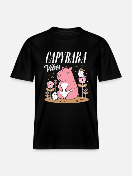 Ambiance détendue de Capybara - T-shirt unisexe RELAXED FIT en coton bio - noir