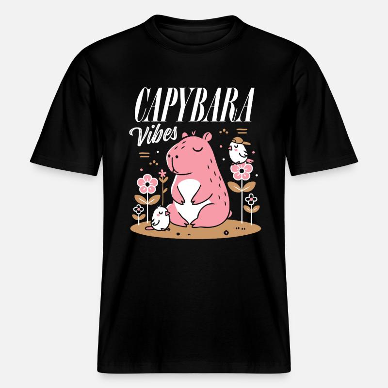 Entspannte Capybara-Vibes -  RELAXED FIT Unisex Organic T-Shirt - Schwarz