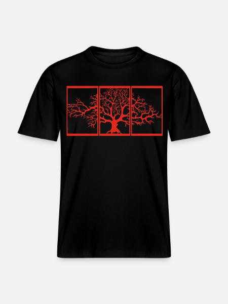 Nature view (red) -  RELAXED FIT Unisex Organic T-Shirt - black