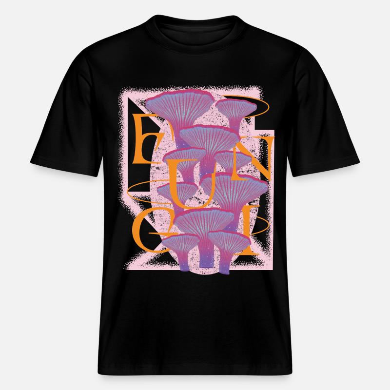 Floraison de champignons psychédéliques -  T-shirt unisexe RELAXED FIT en coton bio - noir