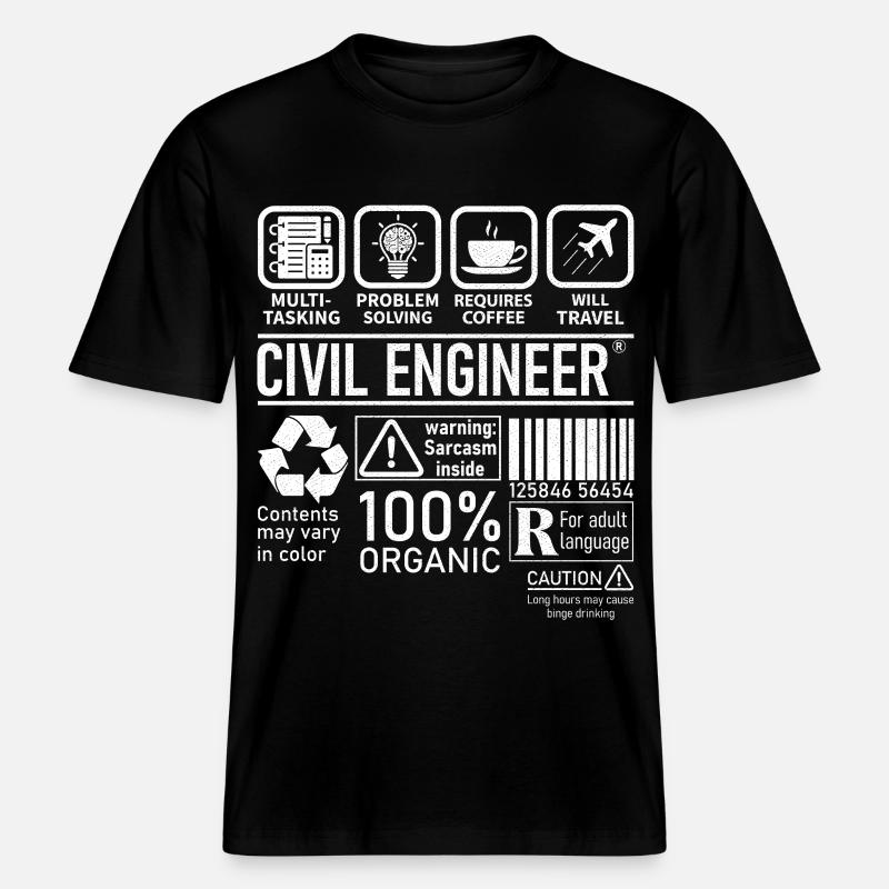 Civil Engineer multi tasking problem solving - RELAXED FIT Unisex Organic T-Shirt - Schwarz