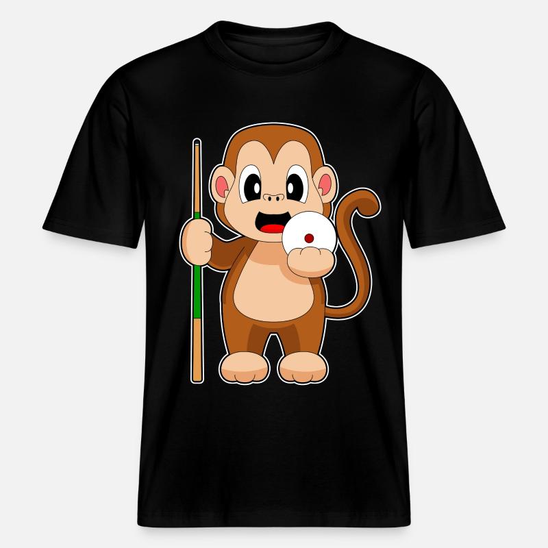 Queue de billard Monkey - T-shirt unisexe RELAXED FIT en coton bio - noir