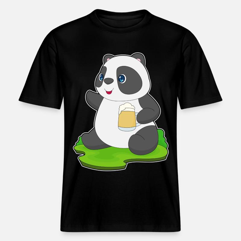 Panda Bier -  RELAXED FIT Unisex Organic T-Shirt - Schwarz