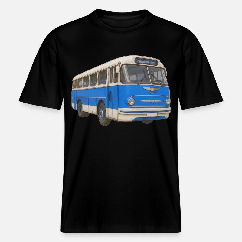 Vieux bus bleu -  T-shirt unisexe RELAXED FIT en coton bio - noir