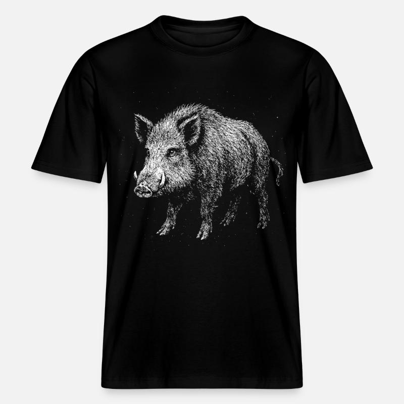 Wild boar -  RELAXED FIT Unisex Organic T-Shirt - black
