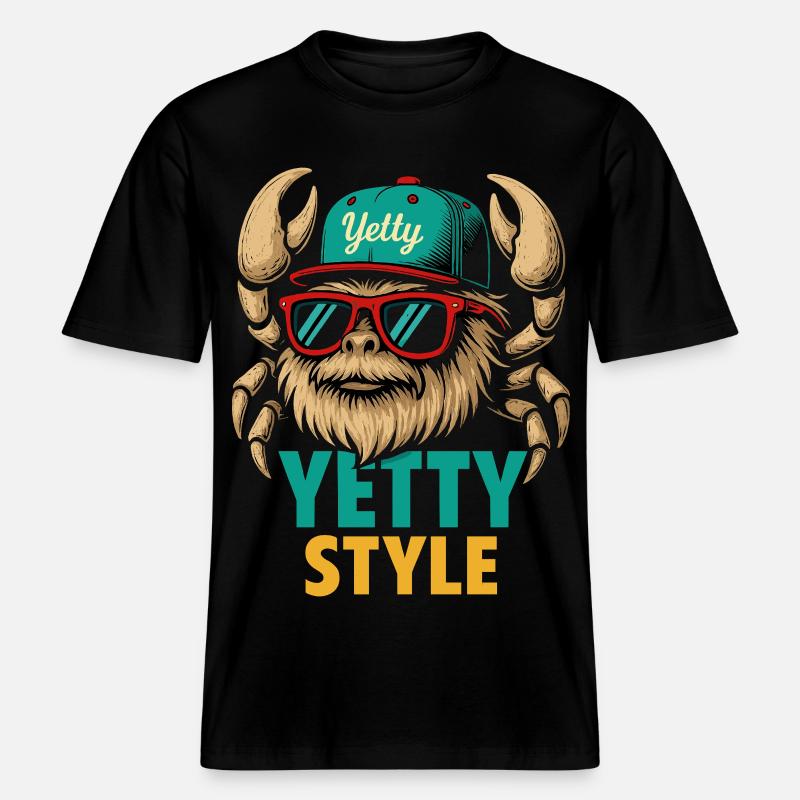 Graphisme Yeti Style Yetty -  T-shirt unisexe RELAXED FIT en coton bio - noir