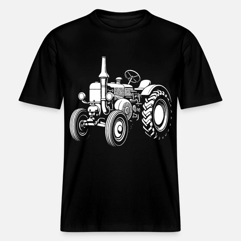 Nostalgischer Ackerheld -  RELAXED FIT Unisex Organic T-Shirt - Schwarz