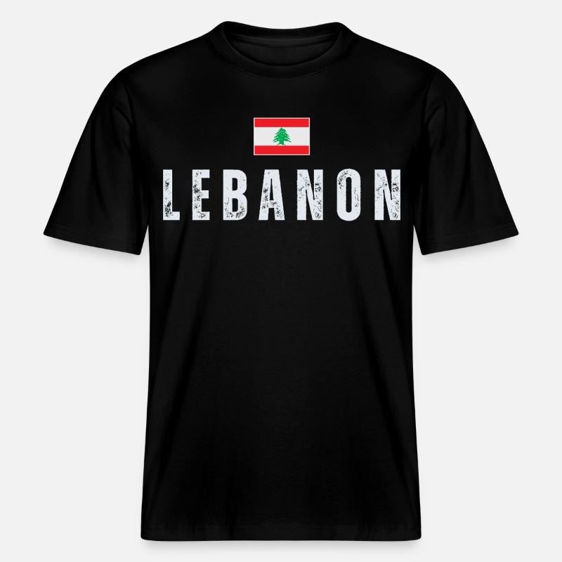 Fier drapeau libanais du Liban -  T-shirt unisexe RELAXED FIT en coton bio - noir