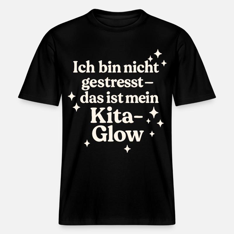 Ich bin nicht gestresst... (hellbeige) -  RELAXED FIT Unisex Organic T-Shirt - Schwarz