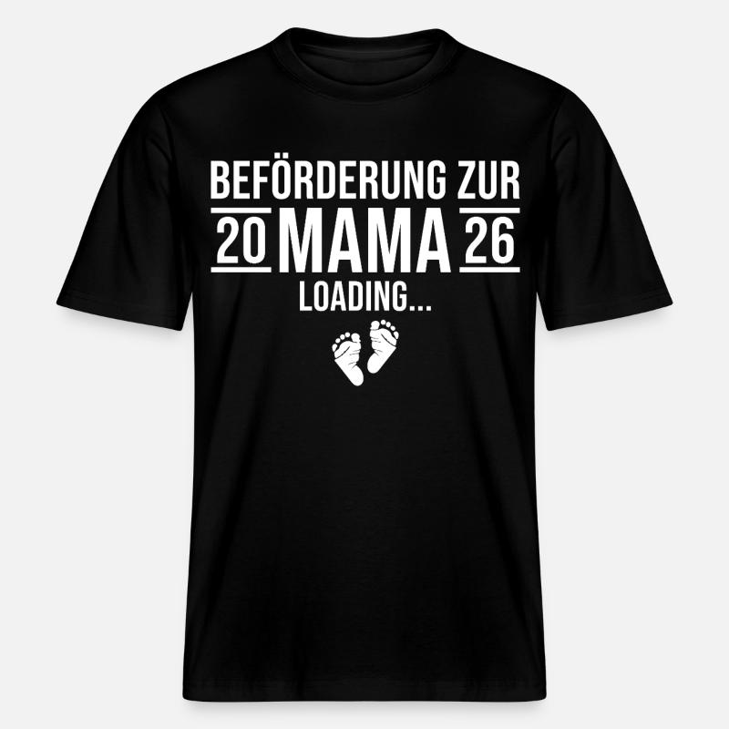 Mama 2026 loading - Werdende Mutter - RELAXED FIT Unisex Organic T-Shirt - Schwarz