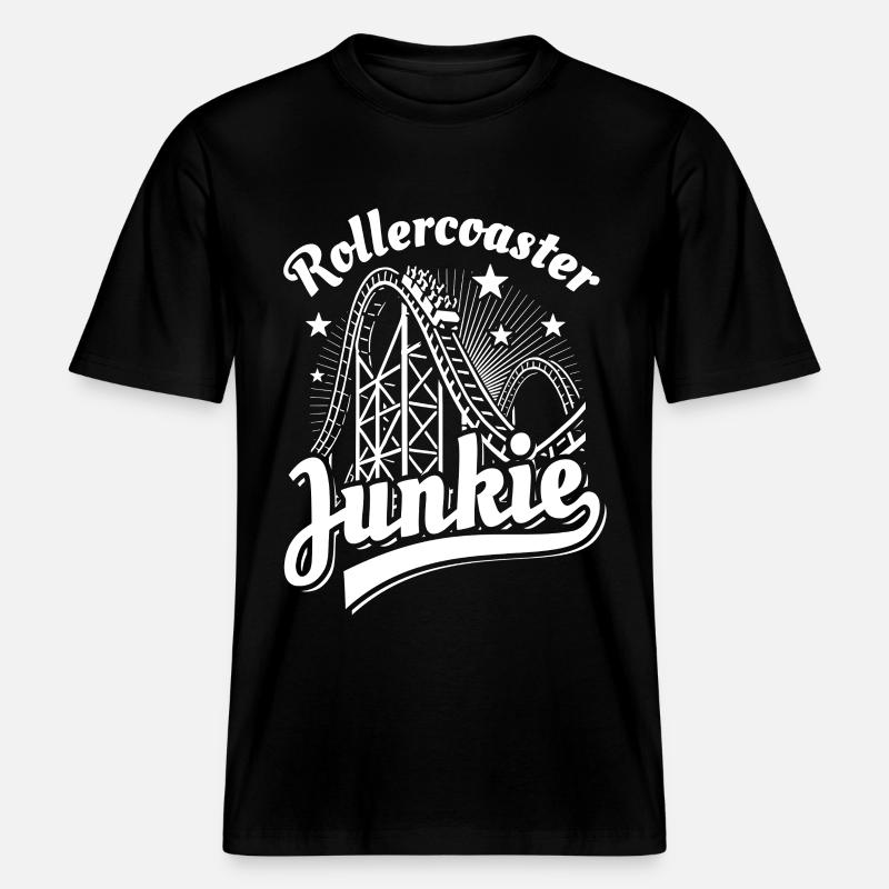 Rollercoaster Junkie - Roller Coaster - Loop -  RELAXED FIT Unisex Organic T-Shirt - black