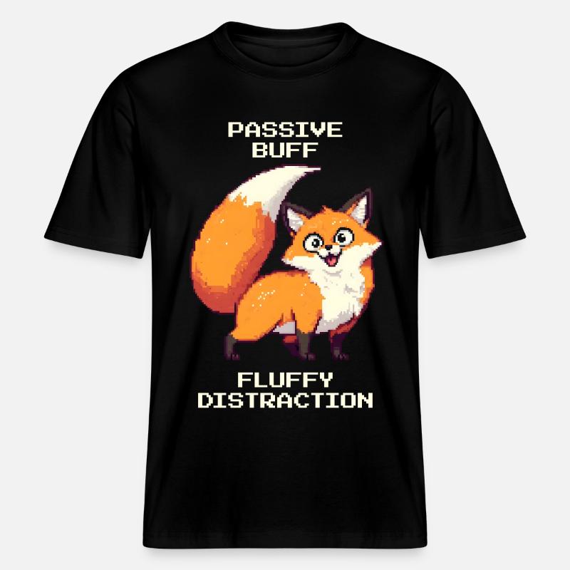 Fluffy Distraction | derpy fox - RELAXED FIT Unisex Organic T-Shirt - black
