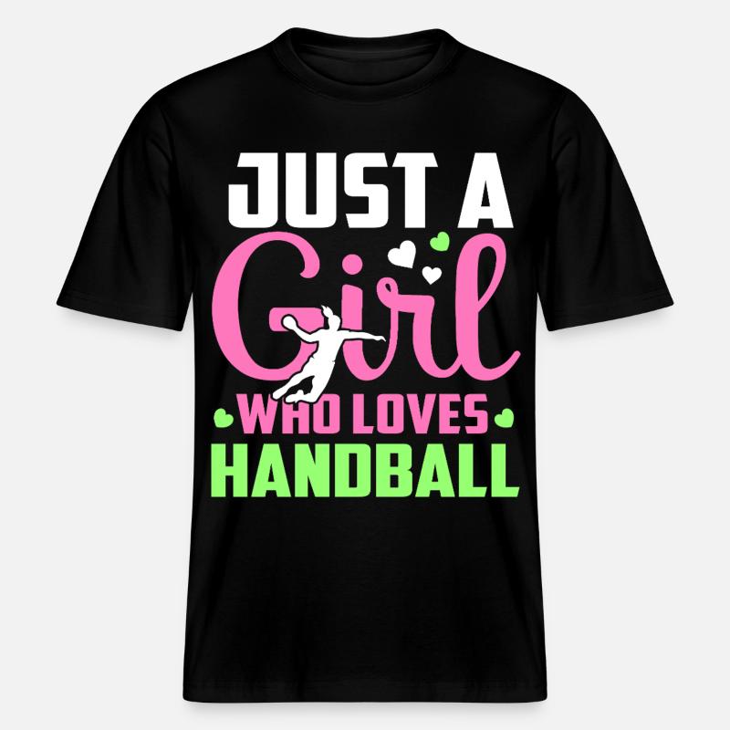 einfach ein Mädchen, das Handball liebt -  RELAXED FIT Unisex Organic T-Shirt - Schwarz