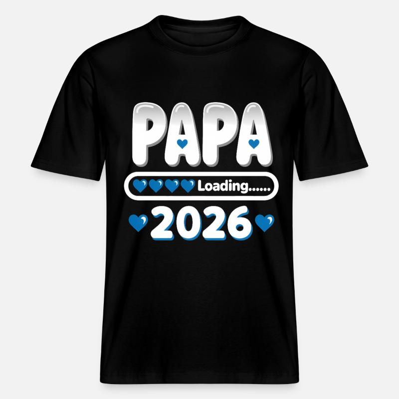 2026 Papa Loading – werdender Vater Geschenk -  RELAXED FIT Unisex Organic T-Shirt - Schwarz