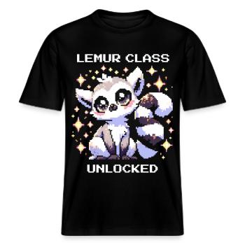 Lemur-Klasse freigeschaltet | RPG, Leveln -  RELAXED FIT Unisex Organic T-Shirt - Schwarz - Vorne - Alina (178cm) & Michal (187cm)