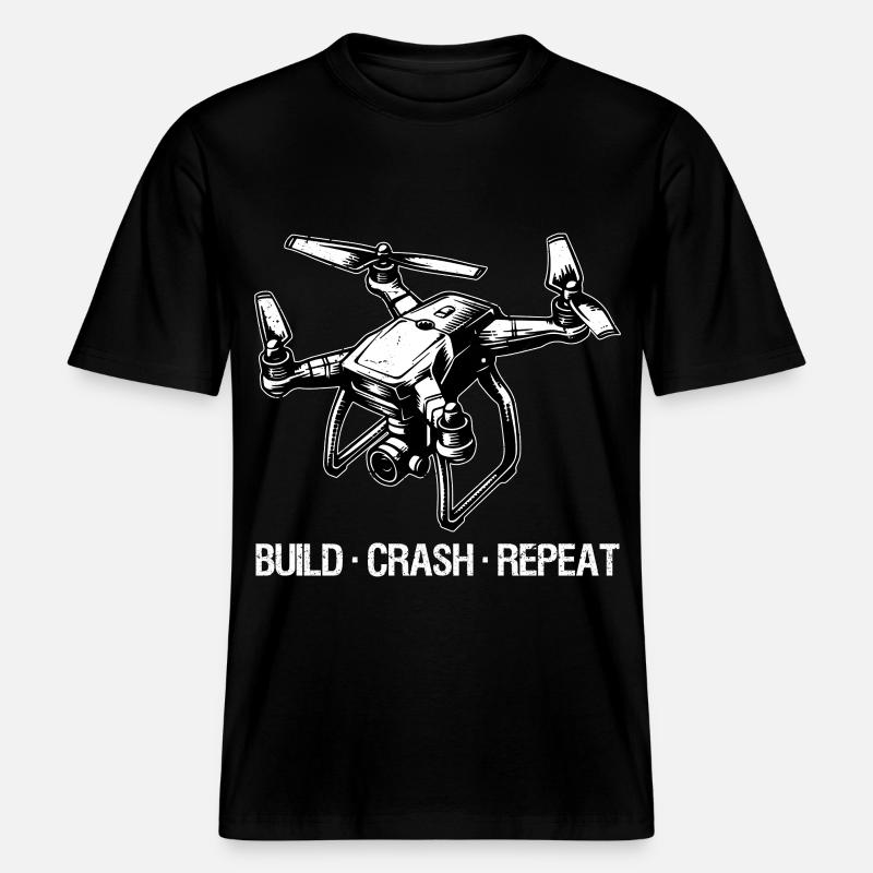 Drone Build Crash Repeat Gift - T-shirt unisexe RELAXED FIT en coton bio - noir