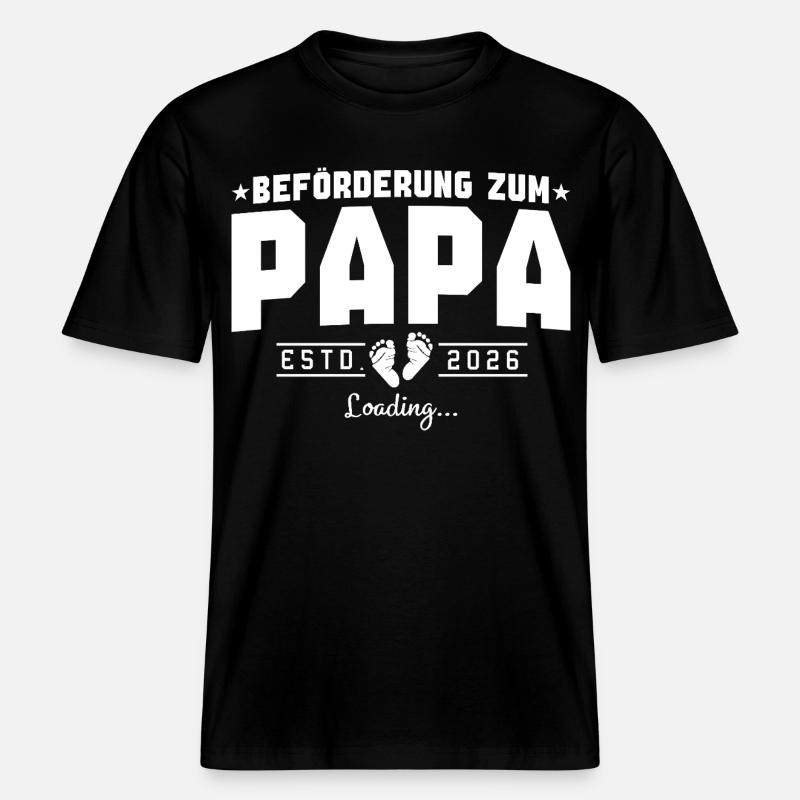 Papa 2026 loading Werdender Vater -  RELAXED FIT Unisex Organic T-Shirt - Schwarz
