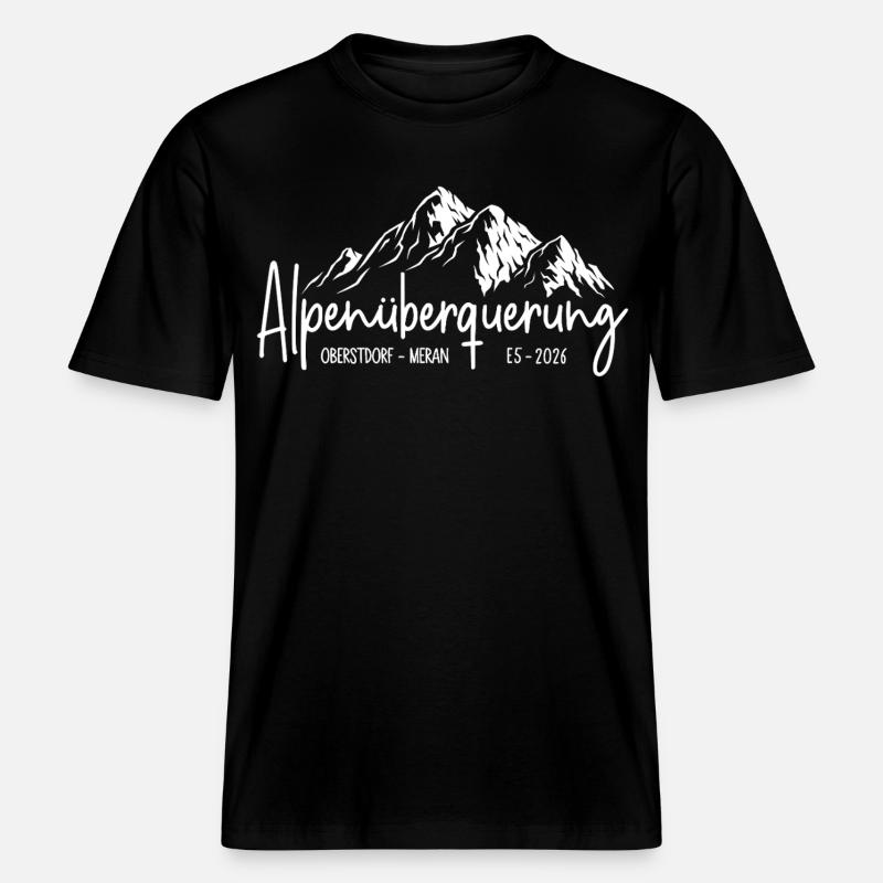 Alpenüberquerung 2026 E5 Oberstdorf Meran -  RELAXED FIT Unisex Organic T-Shirt - Schwarz