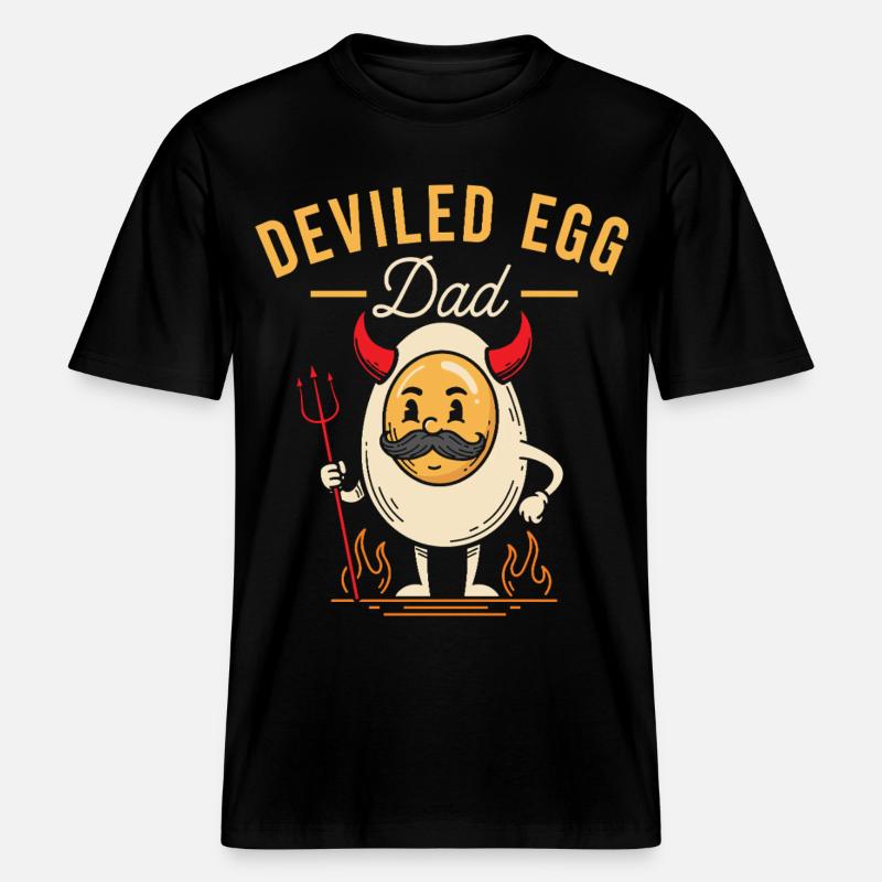 Deviled Egg Dad Thanskgiving Dinner -  RELAXED FIT Unisex Organic T-Shirt - black