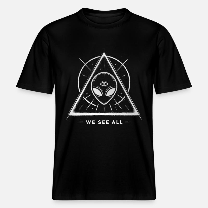 UFO Alien Eye Triangular Sigil -  RELAXED FIT Unisex Organic T-Shirt - black