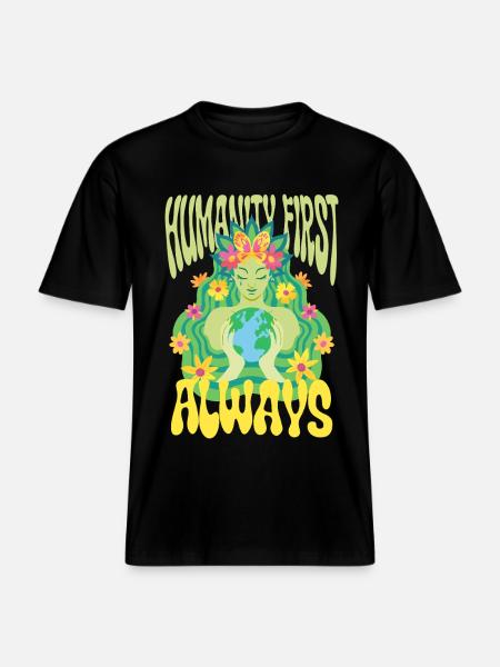 Menschlichkeit Equality Humanity First Always - RELAXED FIT Unisex Organic T-Shirt - black