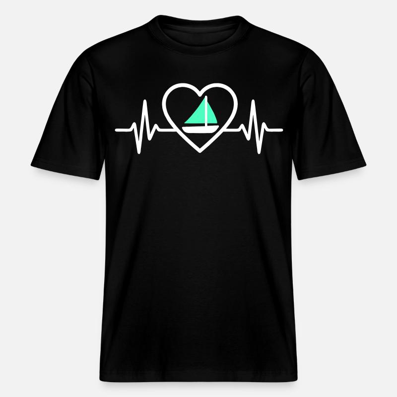 Cœur Voile – Passion Bateau -  T-shirt unisexe RELAXED FIT en coton bio - noir