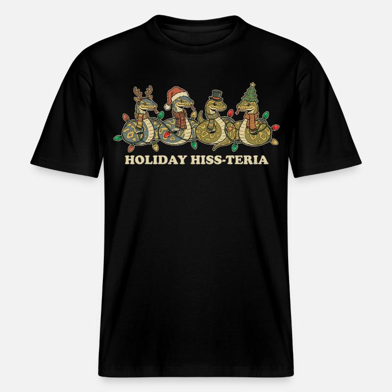 King Python Christmas Lights Gift -  RELAXED FIT Unisex Organic T-Shirt - black