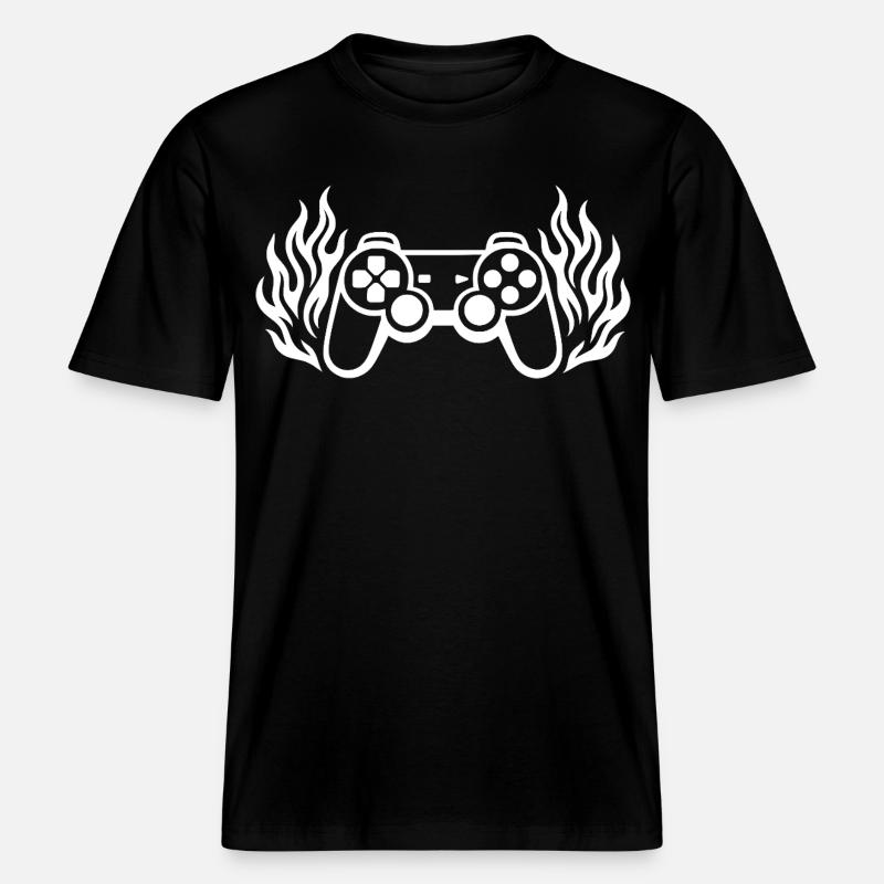Flames controller, burning gamepad graphics -  RELAXED FIT Unisex Organic T-Shirt - black
