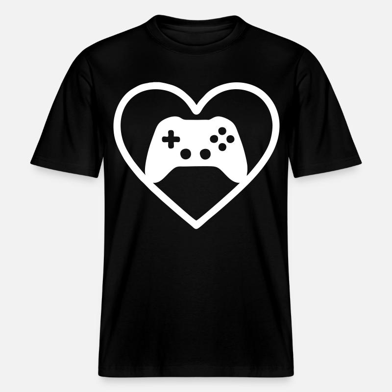 Heart Gaming – Stylized Controller Design -  RELAXED FIT Unisex Organic T-Shirt - black