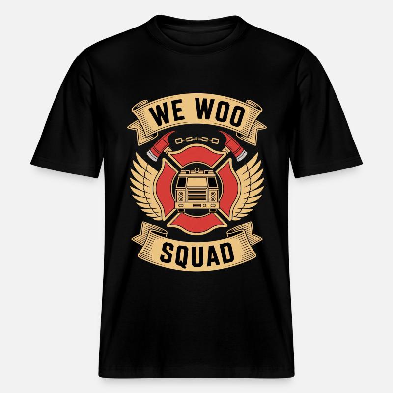 Pompier de l’escouade Wee Woo -  T-shirt unisexe RELAXED FIT en coton bio - noir
