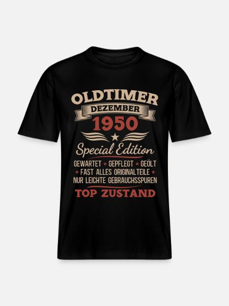 75th Birthday Gift Vintage Car December 1950 -  RELAXED FIT Unisex Organic T-Shirt - black