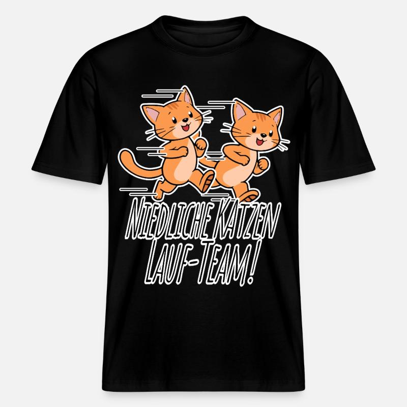 Équipe de course des chats mignons ! -  T-shirt unisexe RELAXED FIT en coton bio - noir