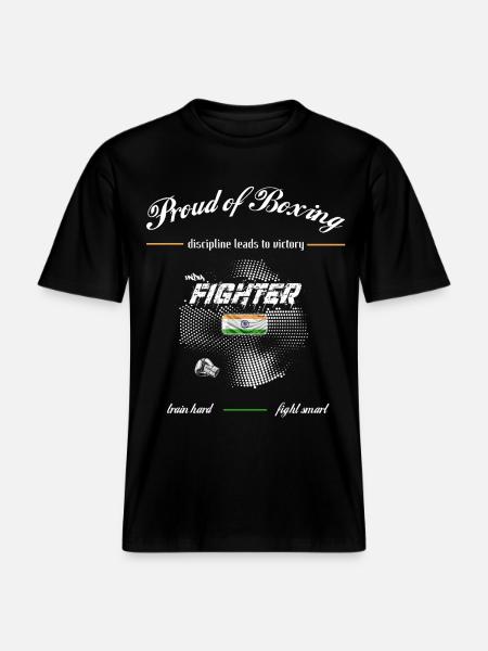 Proud of Boxing FIGHTER India - RELAXED FIT Unisex Organic T-Shirt - black