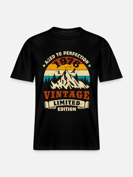 Limited Edition 1976 Birthday Gift - RELAXED FIT Unisex Organic T-Shirt - black