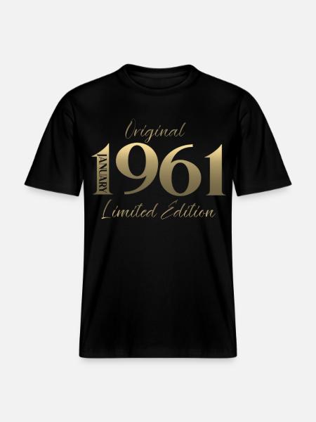 65th Birthday Original January 1961 -  RELAXED FIT Unisex Organic T-Shirt - black