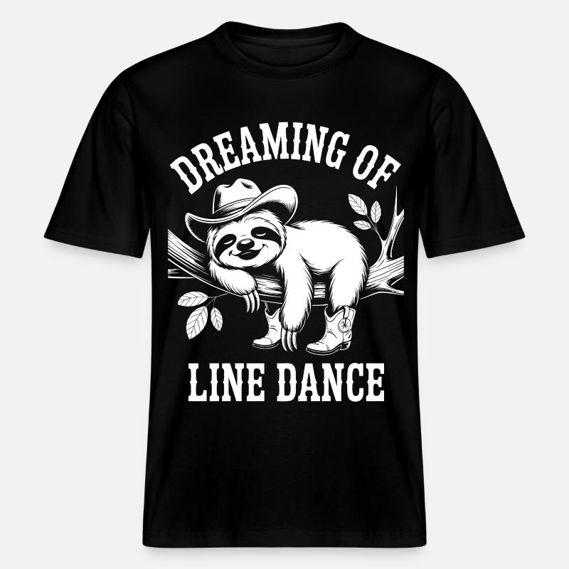 Sloth Dreaming Line Dance -  RELAXED FIT Unisex Organic T-Shirt - black