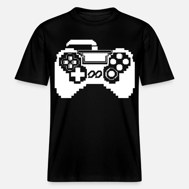 Game Controller Pixel Grafik -  RELAXED FIT Unisex Organic T-Shirt - Schwarz